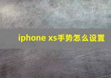 iphone xs手势怎么设置